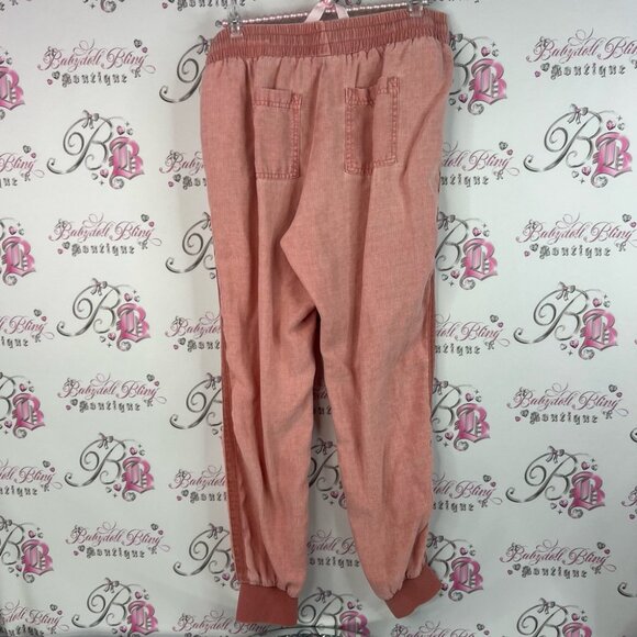 Splendid joggers orange Rose Pink Textured Fabric pockets pants cargo - Picture 2 of 8